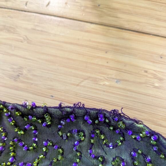 Je Matadi Prom Dress Maxi Gown 8 Purple Green Silk Bead Pageant Glam Train Y2K - Picture 16 of 16